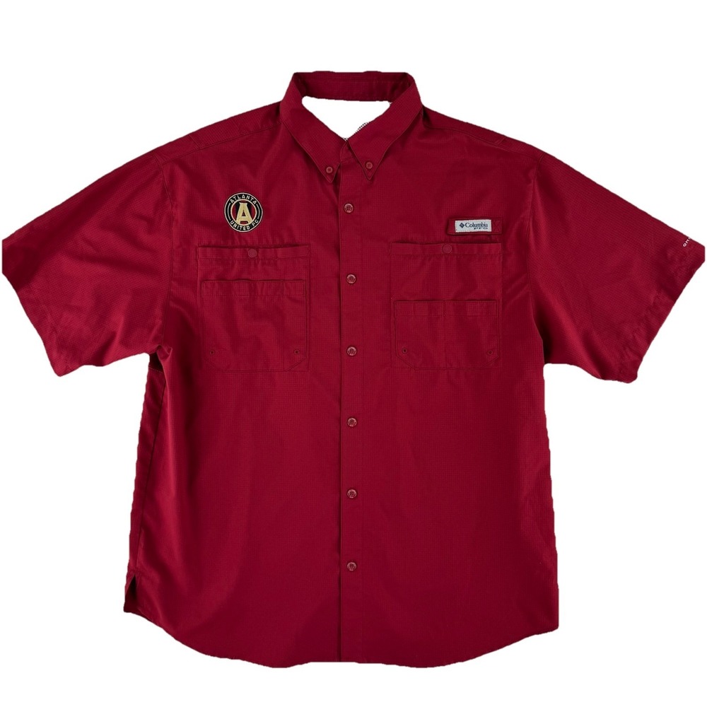 Columbia‎ PFG Atlanta United Vented Outdoors Fishing Shirt Mens Large Red